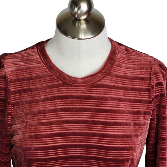 Heartloom Somi Velour Sweatshirt Top Womens Size Small Sangria Long Sleeve - Picture 3 of 11